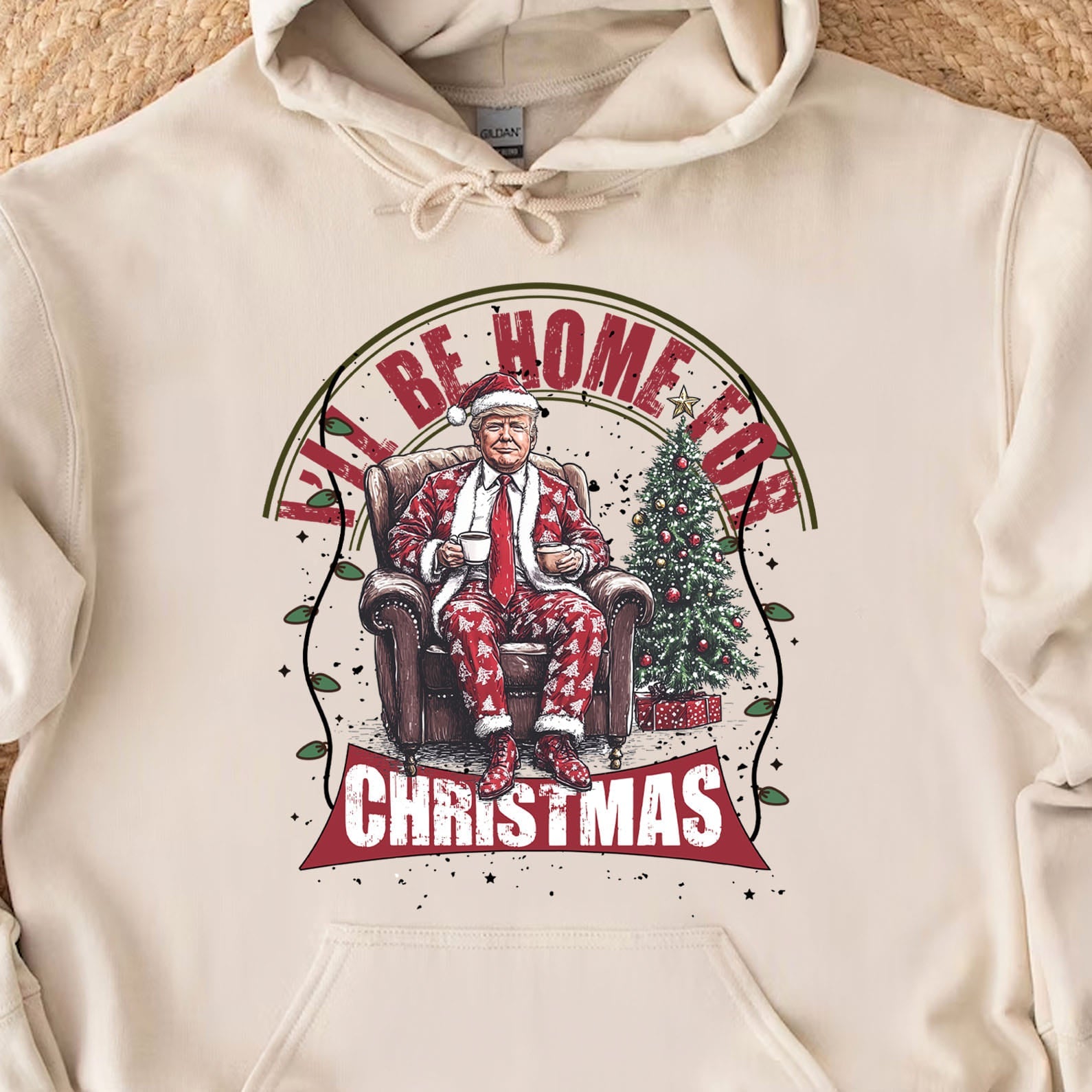 Trump I'll Be Home for Christmas Sweatshirt, Humorous Trump Christmas Sweatshirt, Trump Supporters 2024 Ugly Sweatshirt T1661 - GOP
