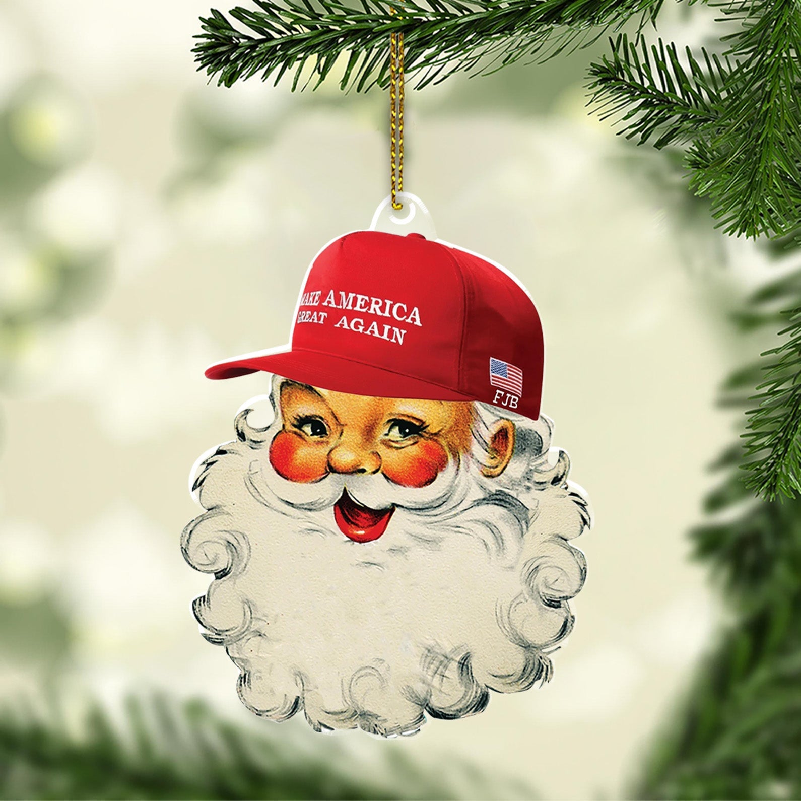 Santa Make America Great Again, Christmas Republican Acrylic Ornament, Perfect for Car & Christmas Tree Decor C1616 - GOP