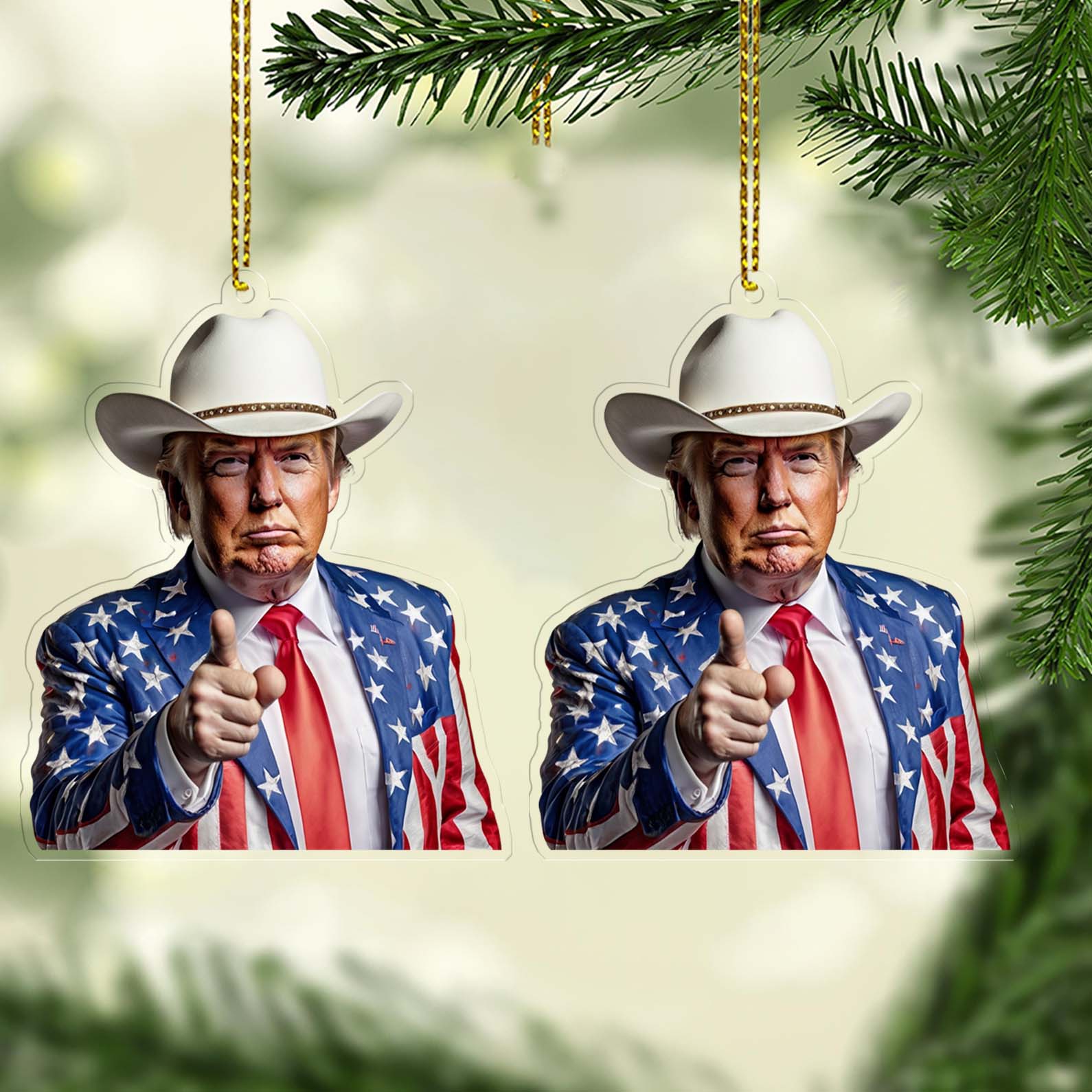 Trump Cowboy, Trump Western Acrylic Ornament, Perfect for Car & Christmas Tree Decor T1648 - GOP