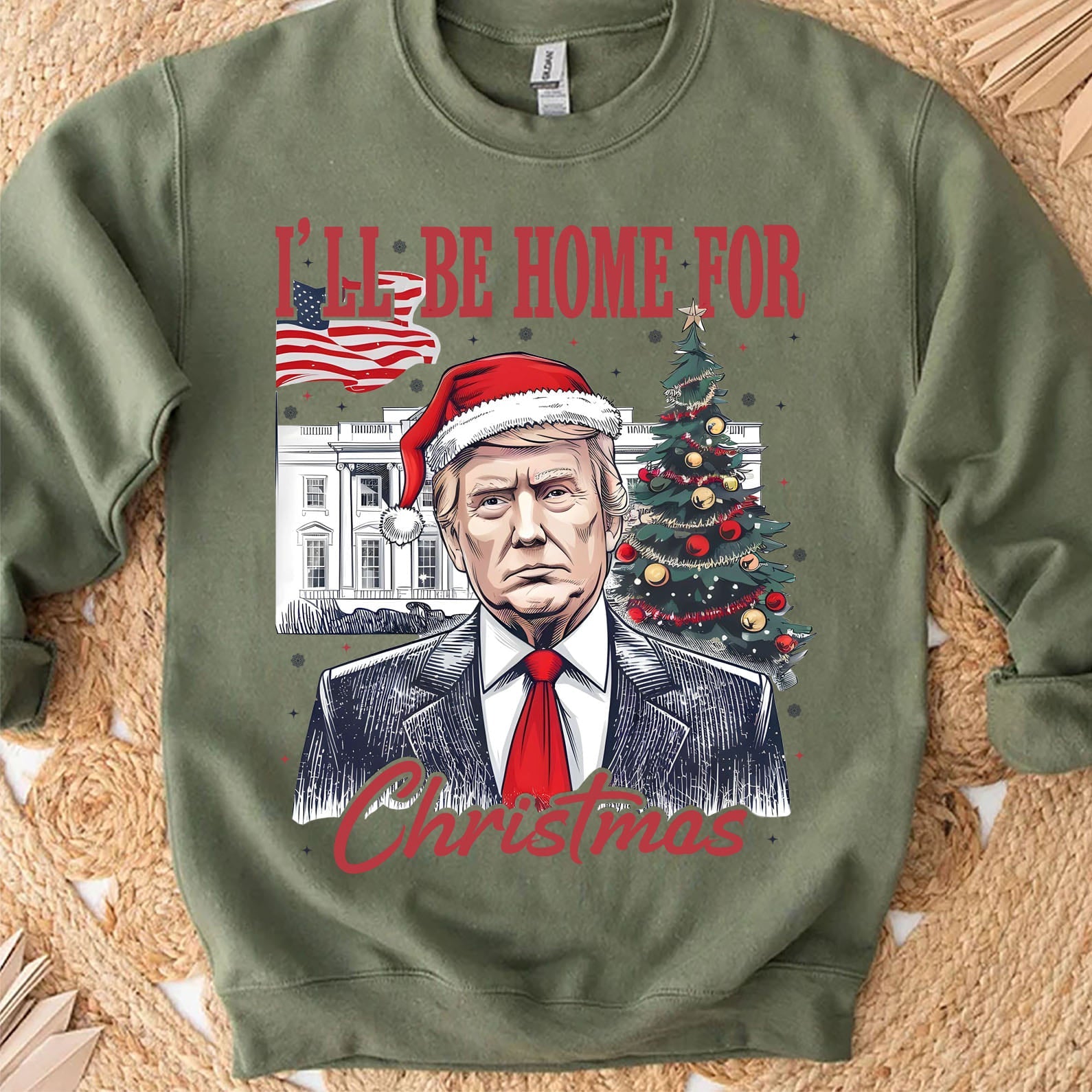 I'll Be Home For Christmas, Christmas Trump 47th President Sweatshirt Bright T1730 - GOP