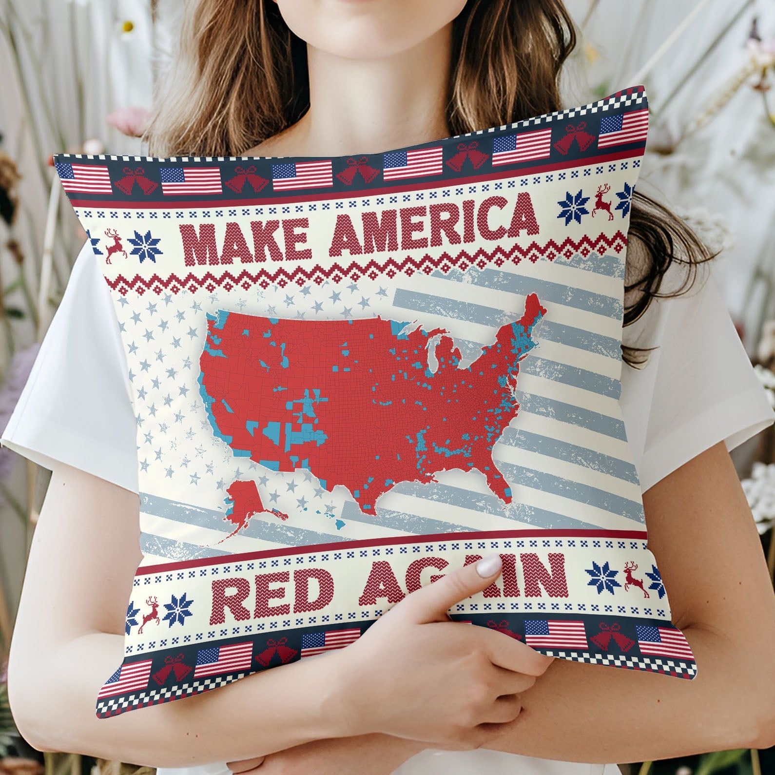 Make America Red Again Pillow, Election Map 2024, 2024 Election Result, Trump Won 2024 Christmas Pillow M1817 - GOP