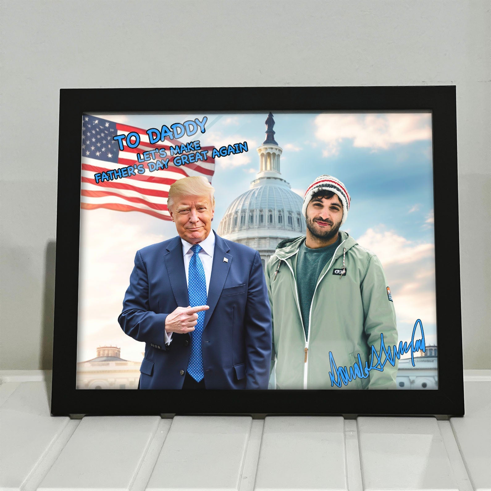 Let's Make Your Birthday Great Again Frame, Personalize Custom Photo with Trump Picture Frame, Photo with Trump, Donald Trump President, Family Gift Frame 682055 - GOP