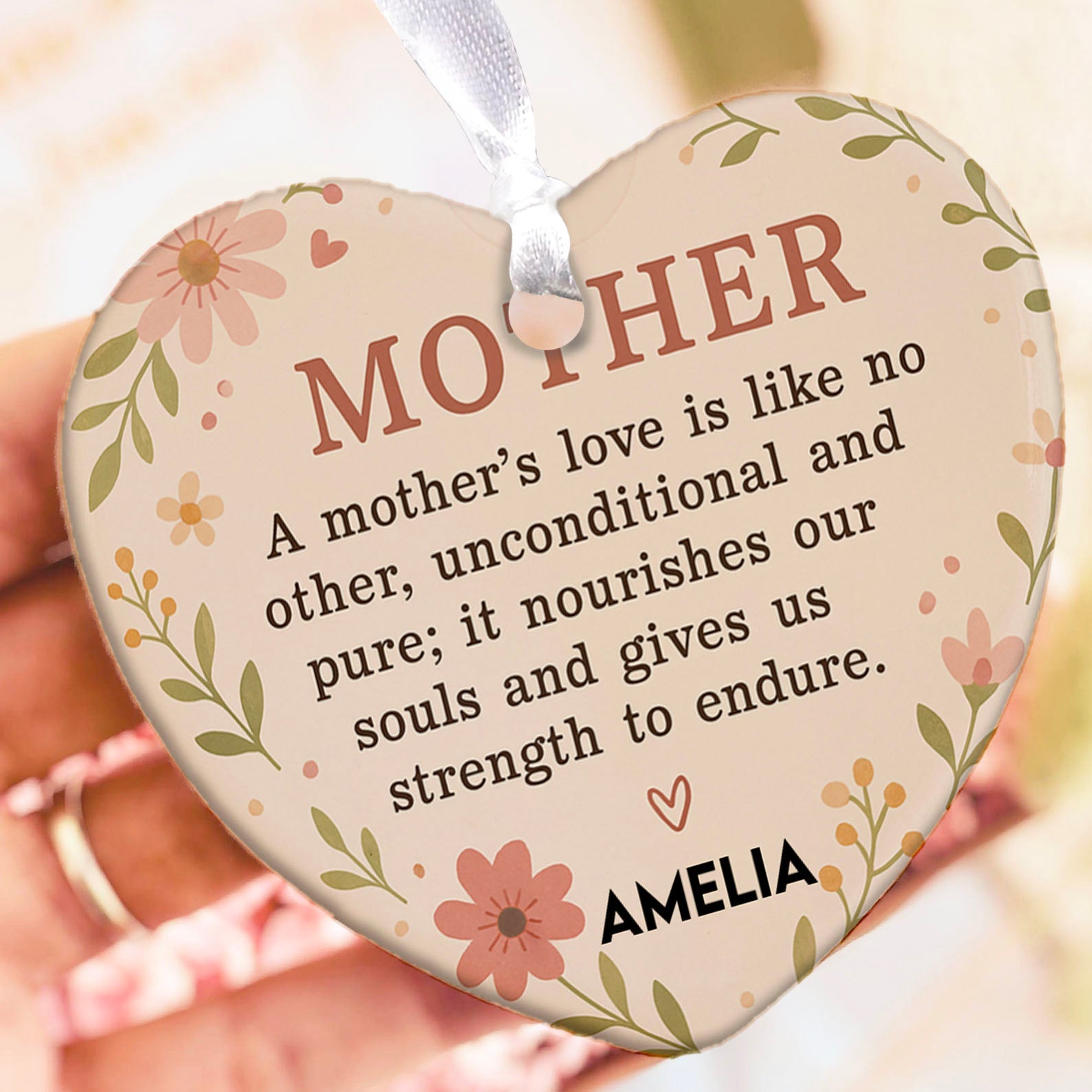 Custom Present For Mother Heart Shape Ornament, Personalized Custom Name Mothers Day Ceramic Ornament, Family Gift, Gift for Mom, Gift for Wife 682127