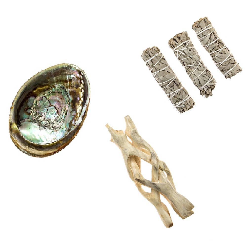 Abalone shell ash tray/ wooden Stand / Sage