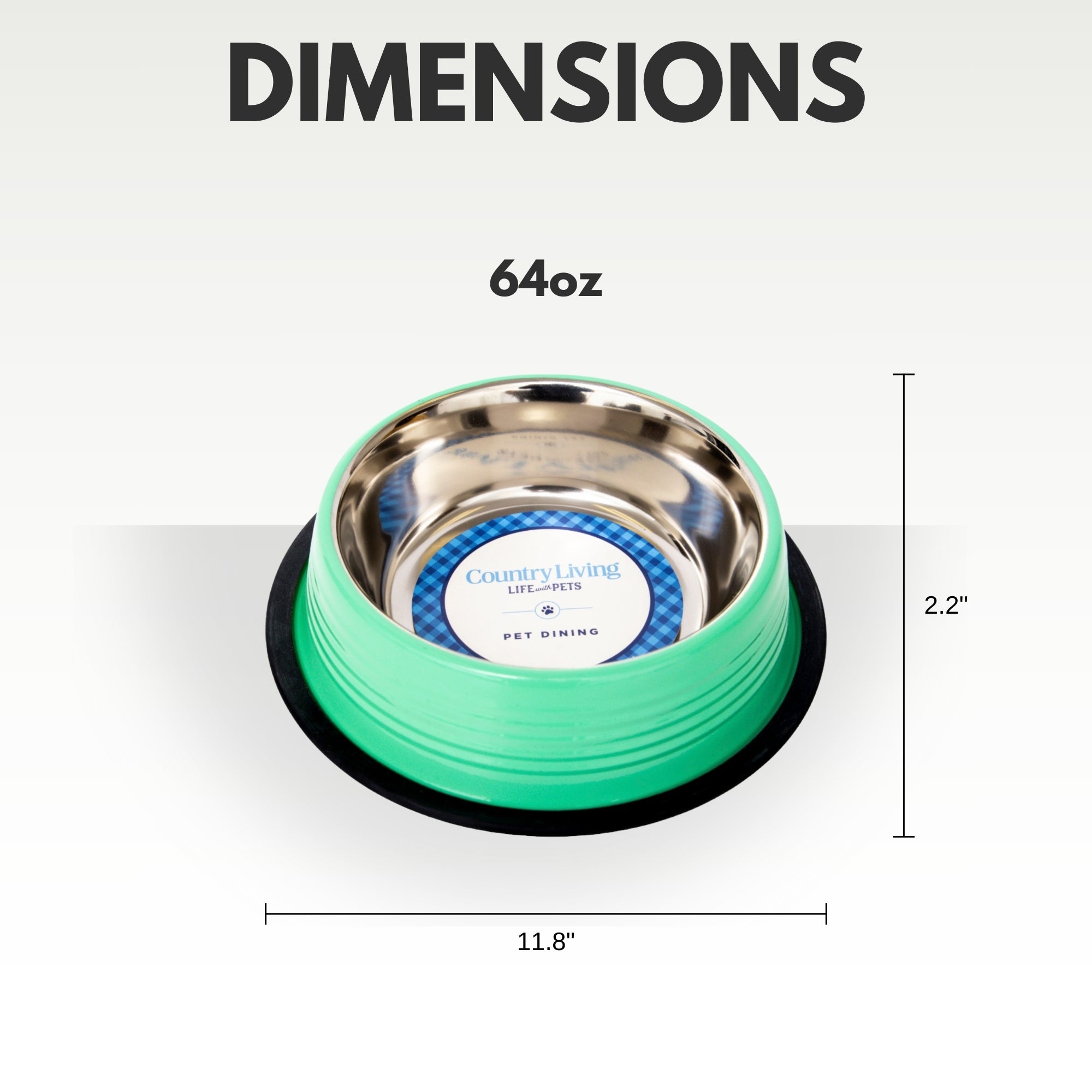 Country Living Set of 2 Ribbed Non-Slip Pet Bowls – Irish Green