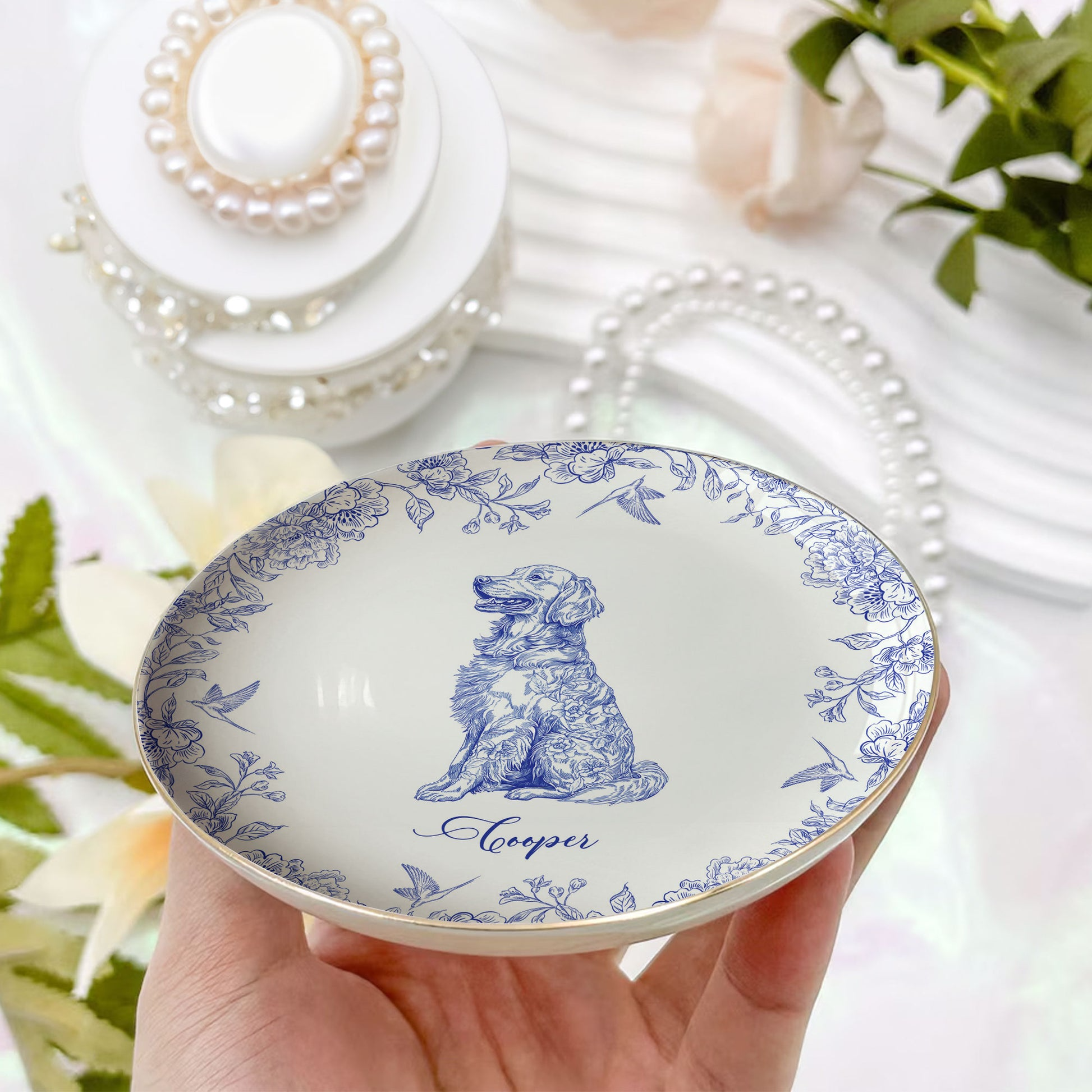 Dog Custom Breeds Chinoiserie - Personalized Jewelry Dish - Gift for Dog Lovers, Dog Mom, Dog Dad