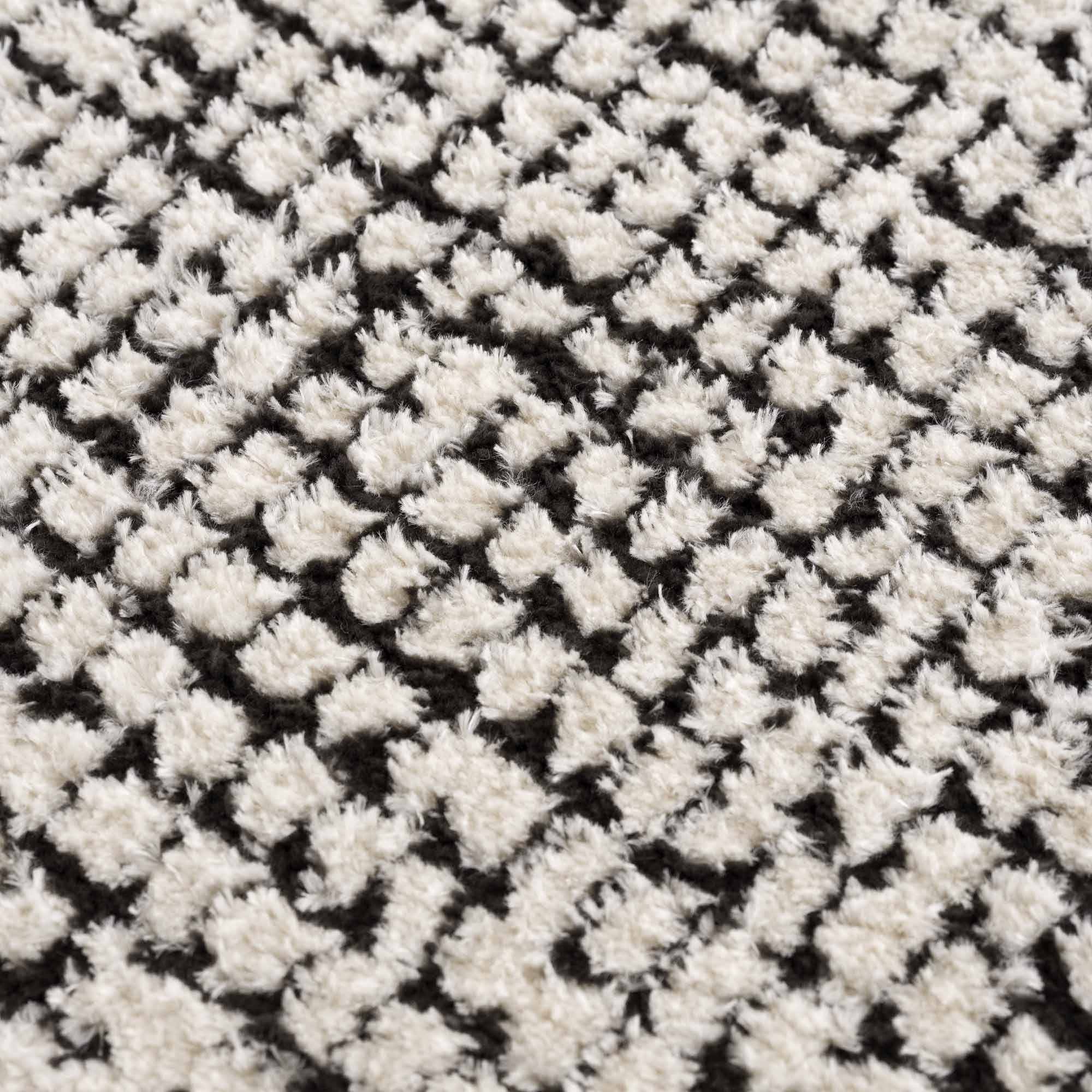 Keita Cream & Black Grid Plush Rug