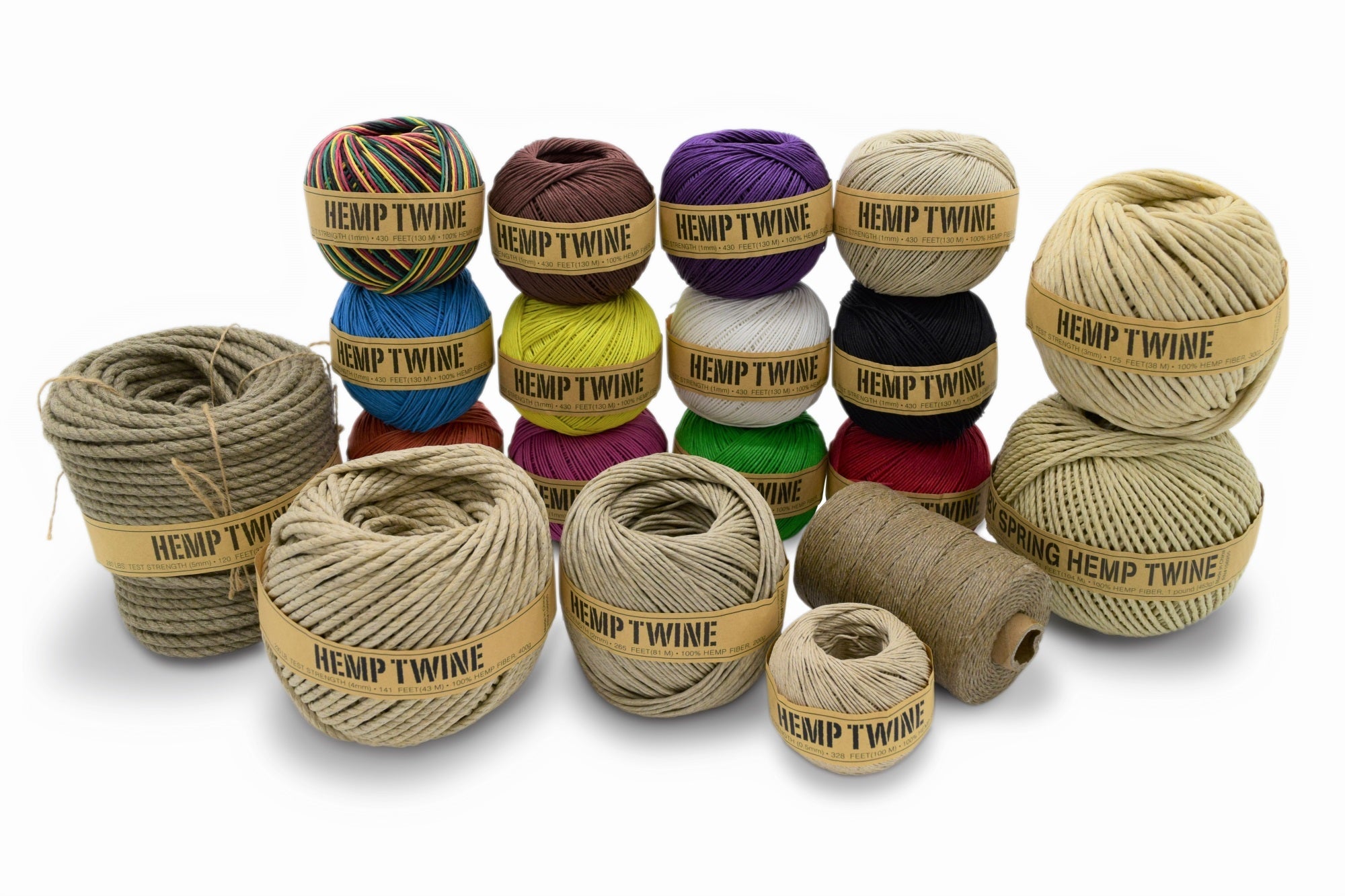 Hemp Twine, Cord Rope Gardening Crafting Cooking Jewelry Decor assorted sizes and colors and beeswax waxed