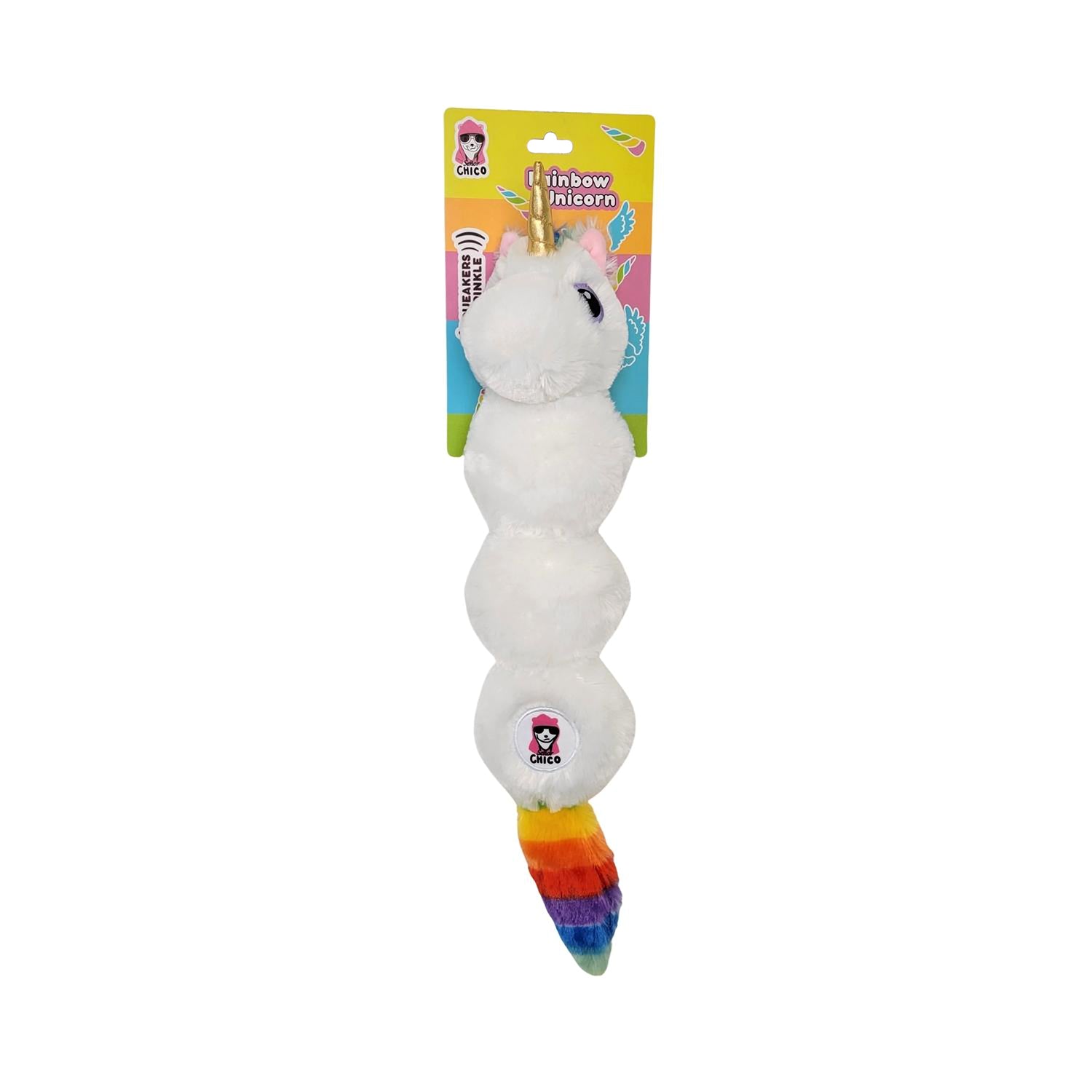 Colorful Unicorn Magical Creature Plush Dog Toy – with Squeaker & Crinkle Paper for Fun Play
