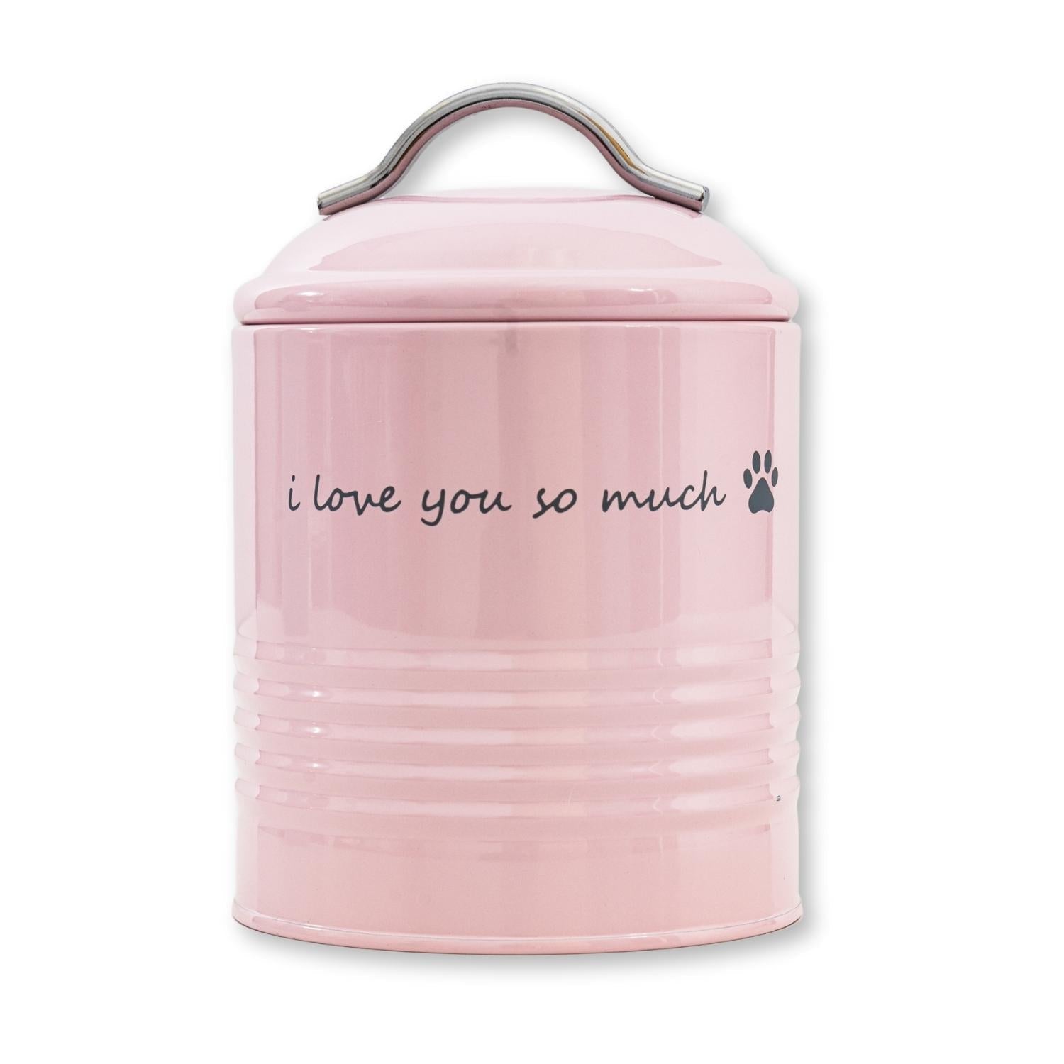 "I Love You So Much" Dog Treat Canister Gift Set – Pink & Blue