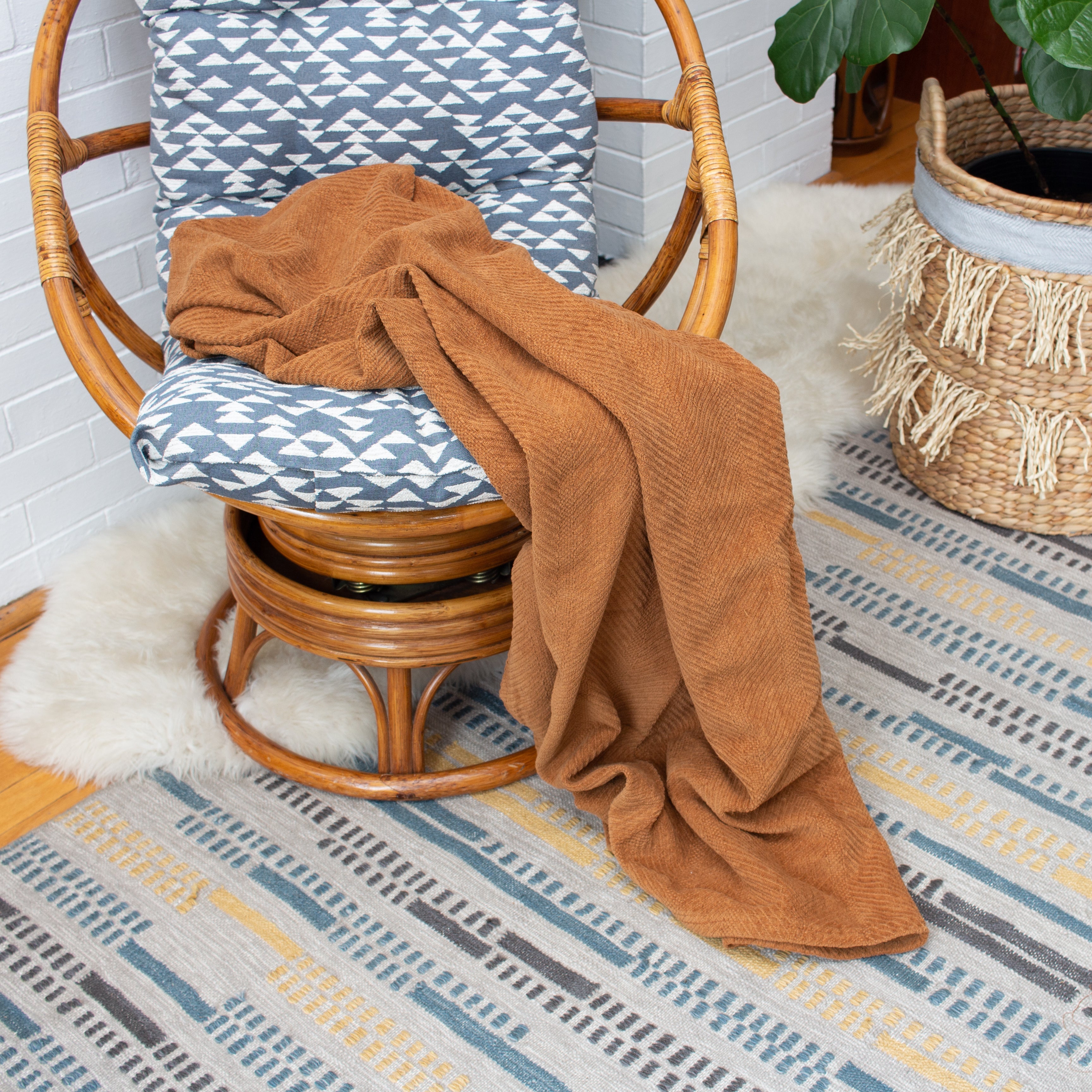 Organic Cotton Throw Blanket | Organic Textiles | Woven Throw Blanket | Earth-Friendly Blanket | Cotton Blanket | Choice of Color