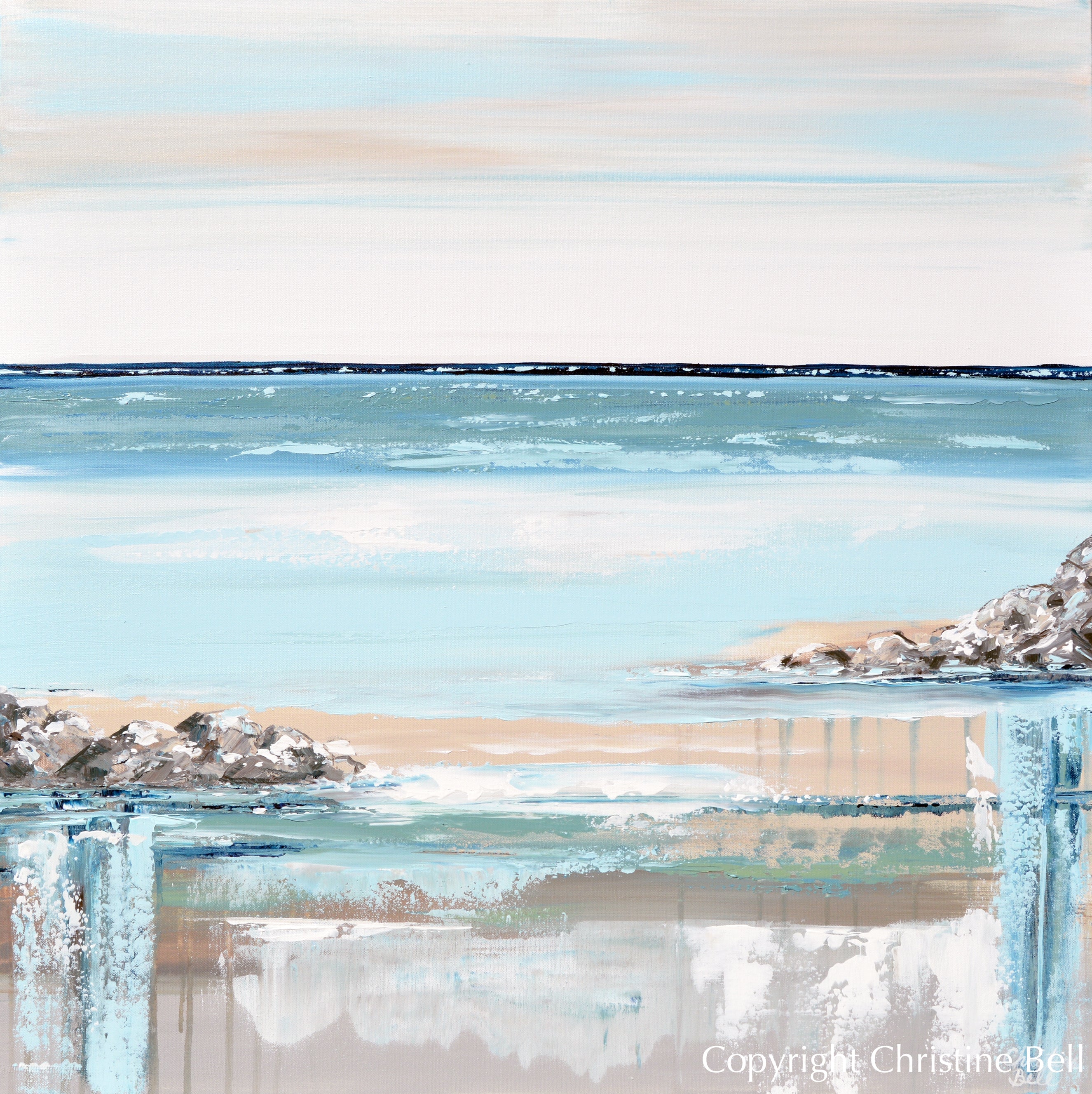 "Coastal Air" GICLEE PRINT Art Coastal Abstract Painting Blue Green Seascape Expressionistic Ocean Decor
