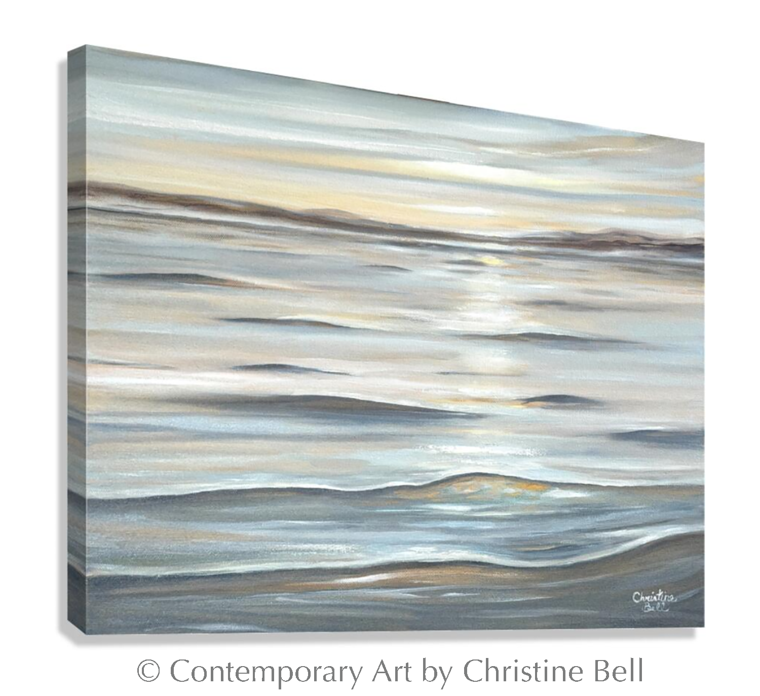 "Gentle Tranquility" GICLÉE PRINT, Coastal Seascape Painting, Neutral Ocean Waves
