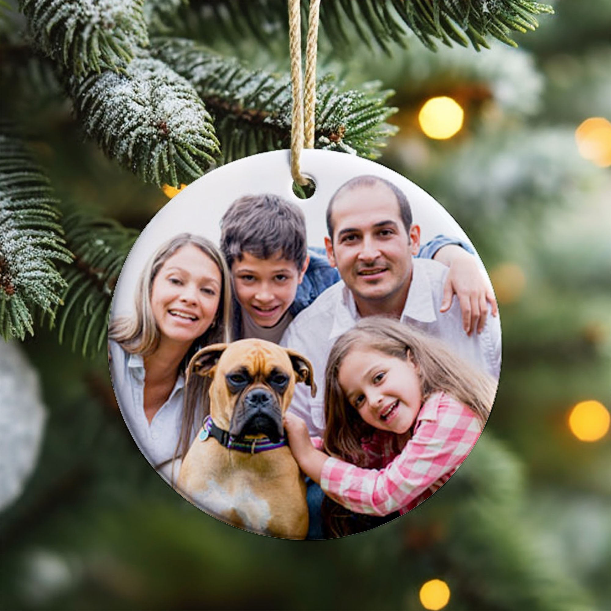 Personalized Custom Text Christmas Photo Ceramic Ornament T813