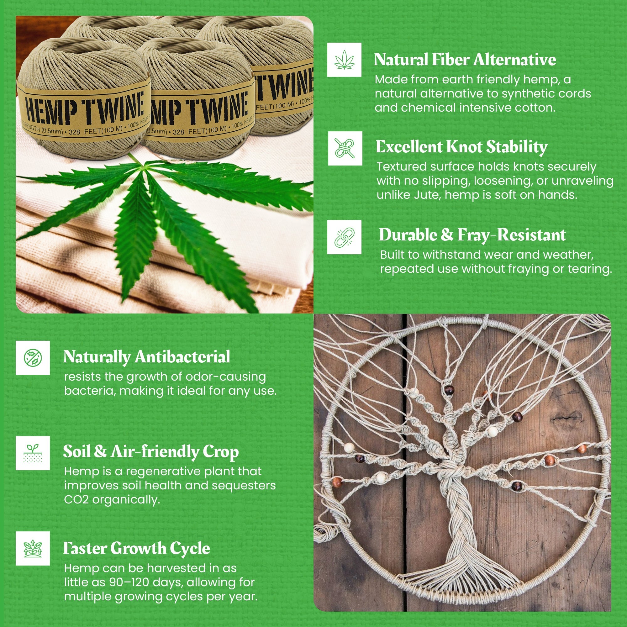 Hemp Twine, Cord Rope Gardening Crafting Cooking Jewelry Decor assorted sizes and colors and beeswax waxed