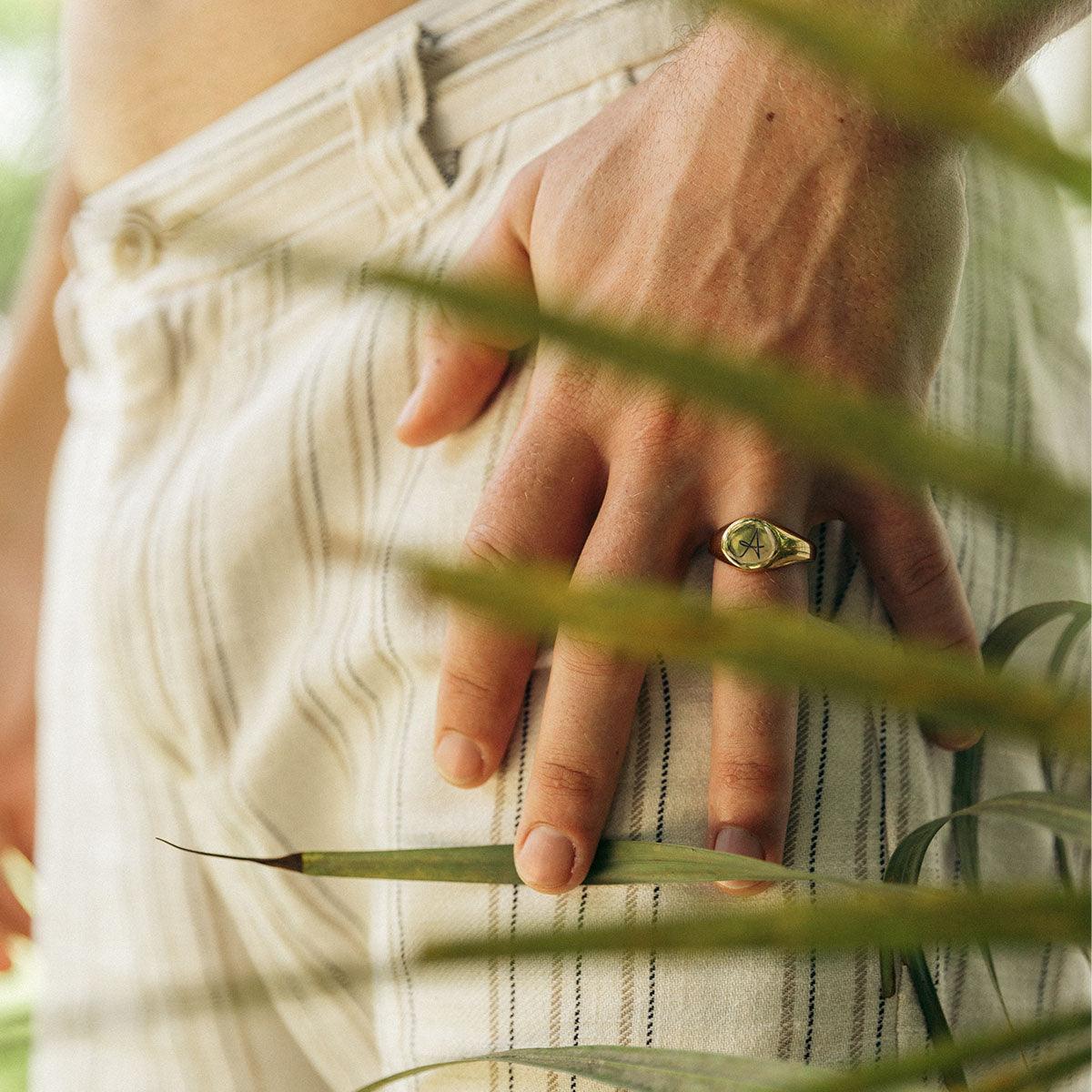 Single Initial Signet Ring