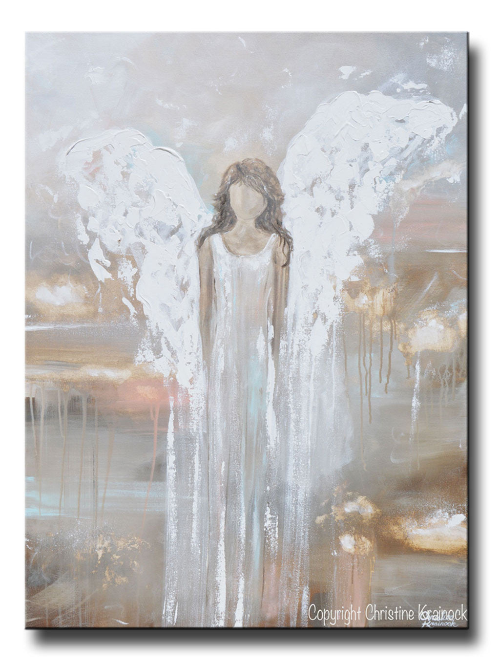 "Delicate Strength" GICLEE PRINT Abstract Angel Painting Fine Art Female Guardian Angel Home Canvas Wall Art