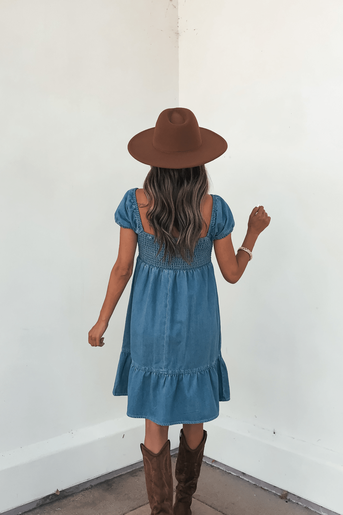 Blue Denim Tiered Mini Dress