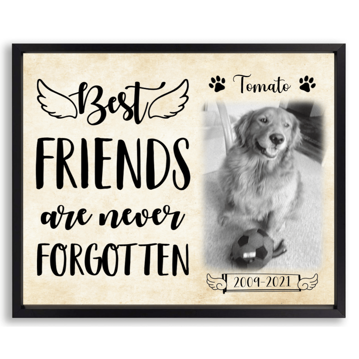 Best Friends Are Never Forgotten Dog Picture Frame