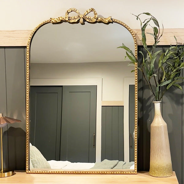 Antique Gold Bow Mirror, Choose Your Size