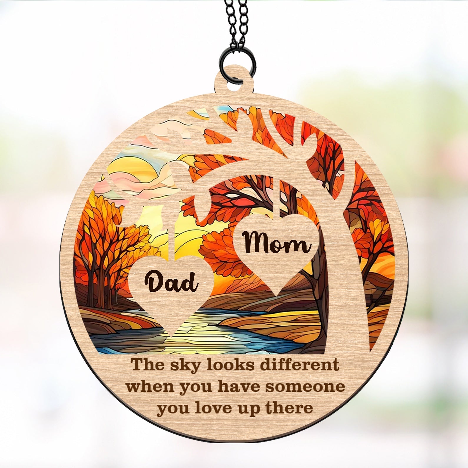 The Sky Looks Different When You Have Someone You Love Suncatcher Ornament, Custom Name Suncatchers, Gift For Family, Memorial Gift Ornament 682001