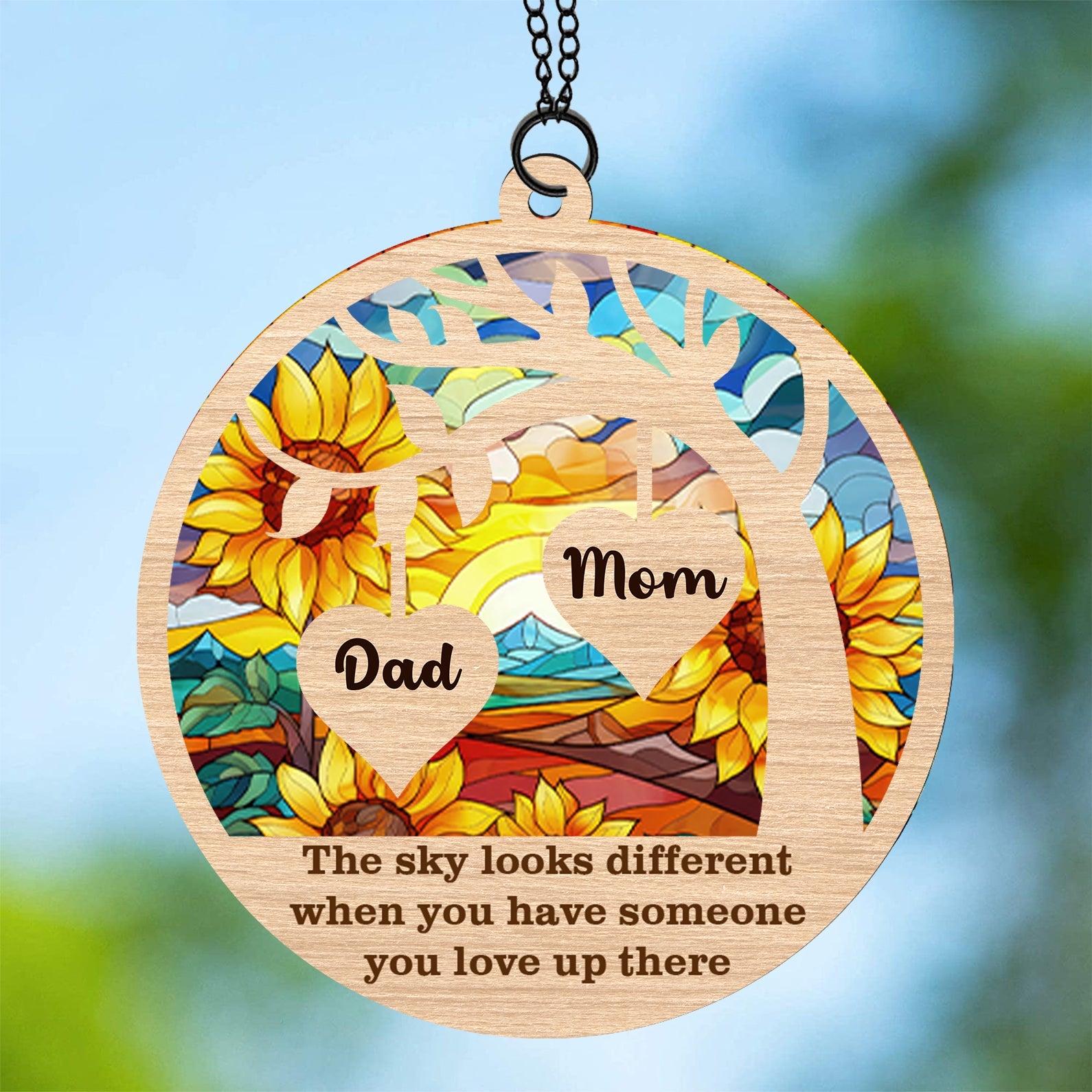 The Sky Looks Different When You Have Someone You Love Suncatcher Ornament, Custom Name Suncatchers, Gift For Family, Memorial Gift Ornament 682001
