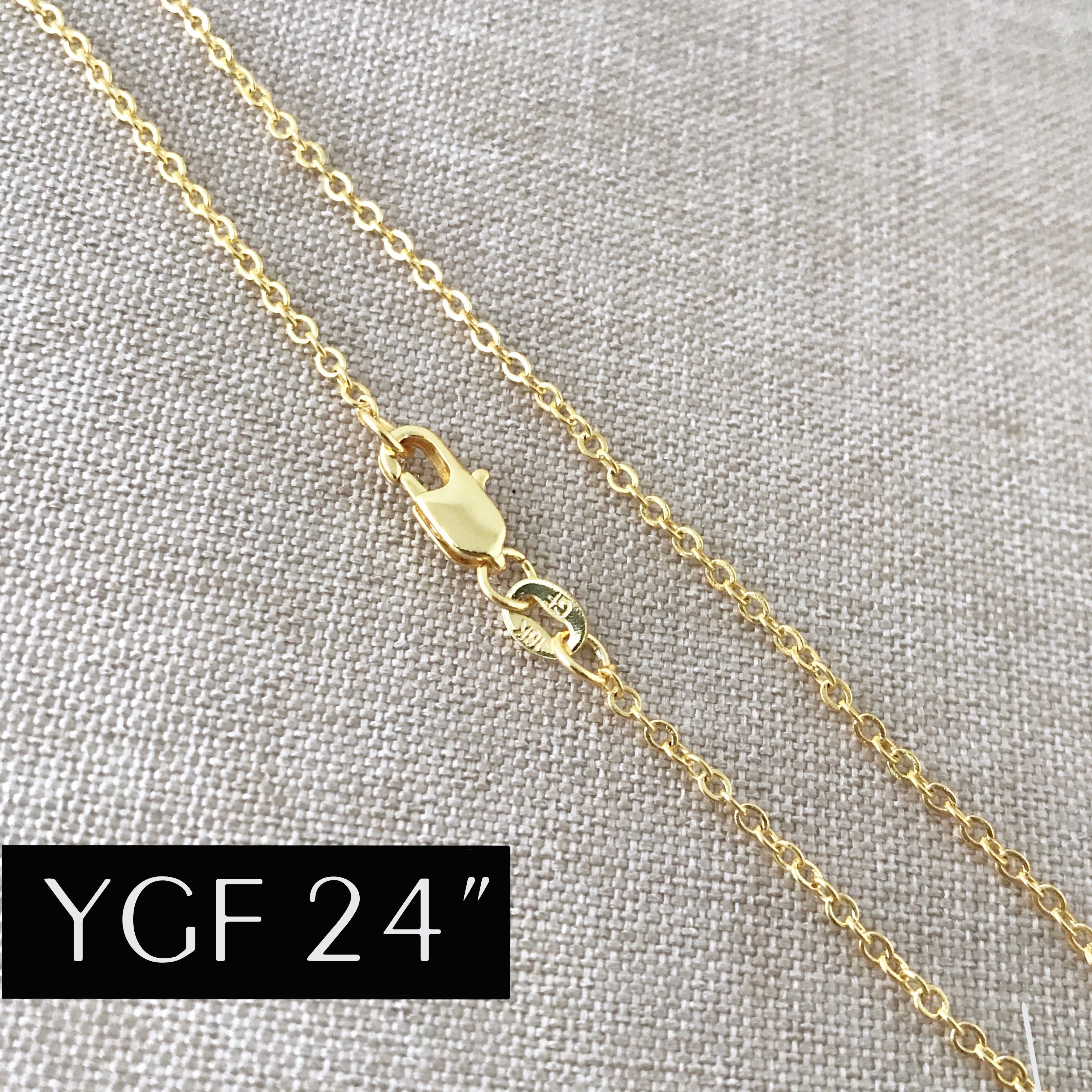 24&amp;quot; - 18KT Yellow Gold Filled Chain - Dainty Fine - 24&amp;quot; - 24 Inch Necklace - Lobster Claw Clasp - 18 Karat KT YGF - Cable Chain