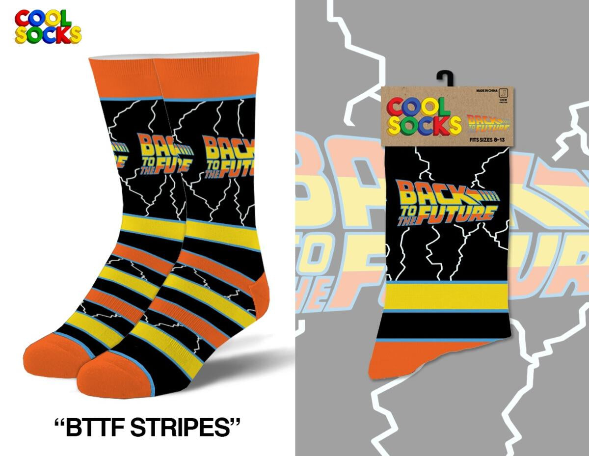 Back to the Future &amp;quot;Stripes&amp;quot; Men&amp;#39;s Crew Folded Socks (Size 8-12)
