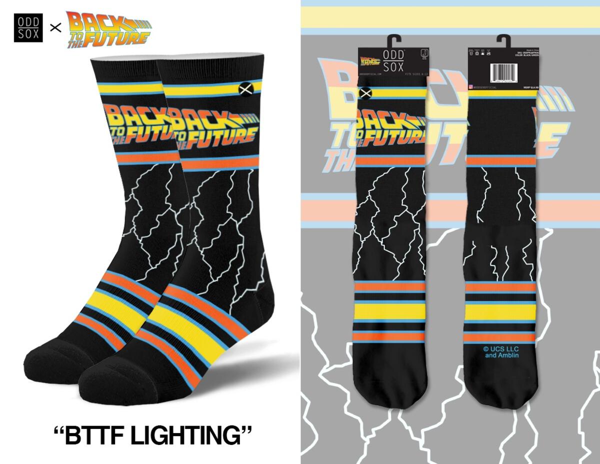 Back to the Future &amp;quot;Lightning&amp;quot; Men&amp;#39;s Crew Straight Down Knit Socks (Size 8-12)