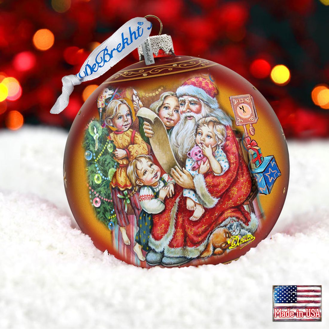 Santa&amp;#39;s Christmas List Glass Ornament Holiday by Debrekht 73370-73364