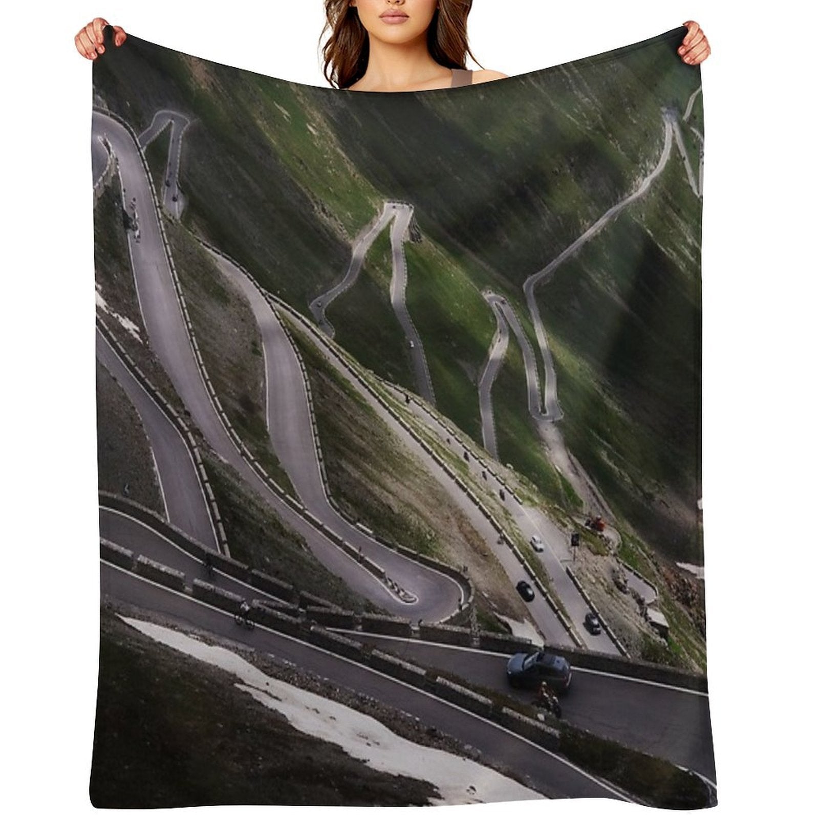 Stelvio Pass Winding Road, Italian Alps Throw Blanket