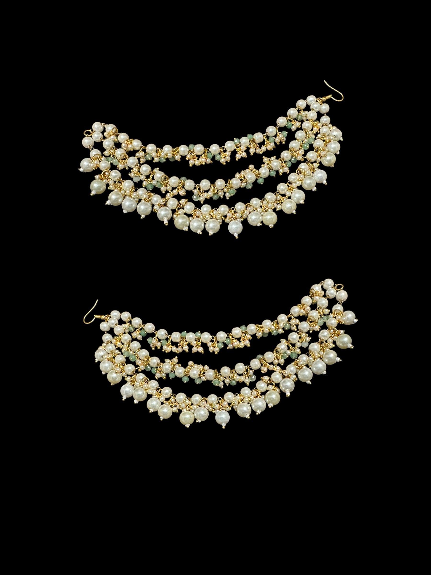 DES2 pearl ear supports - mint green beads   (READY TO SHIP)