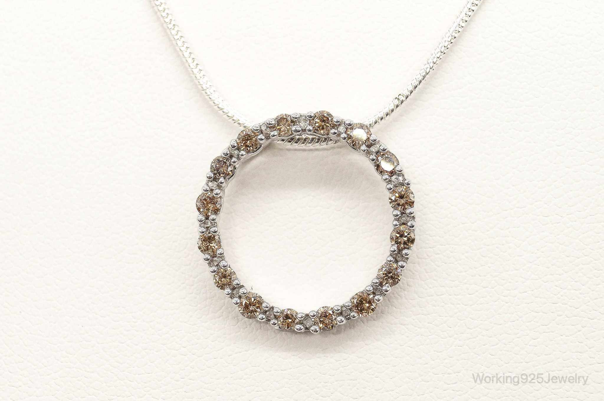 Designer JWBR White &amp;amp; Champagne Diamond Sterling Silver Necklace