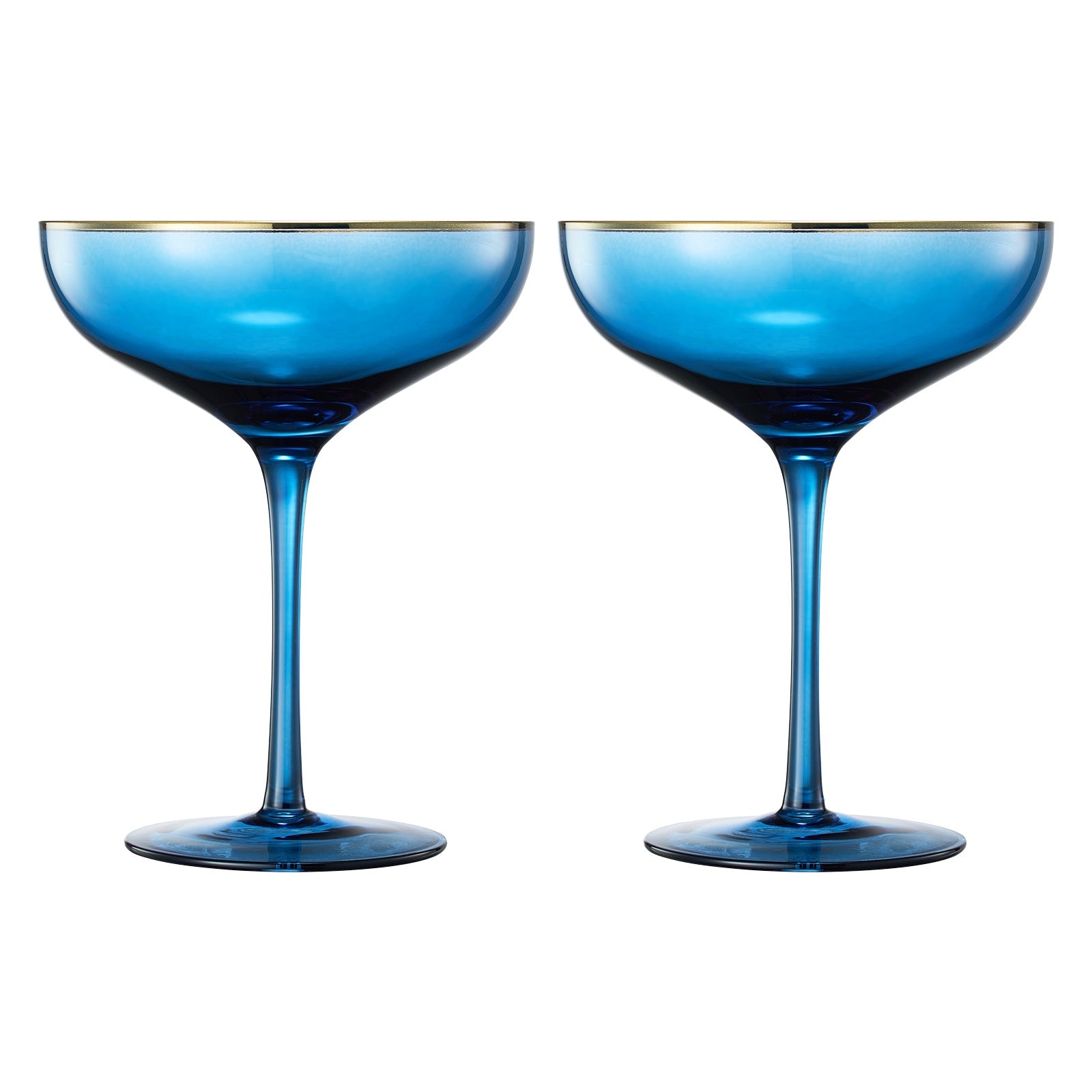 Palazzo Champagne Coupe, Cocktail Glassware, Set of 2, Blue
