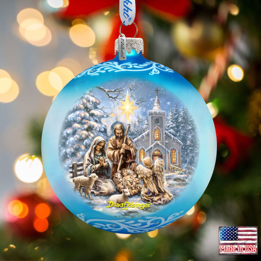 Nativity At the Chapel Glass Ornament by D. Gelsinger - Nativity Holiday Decor - 71153-1606