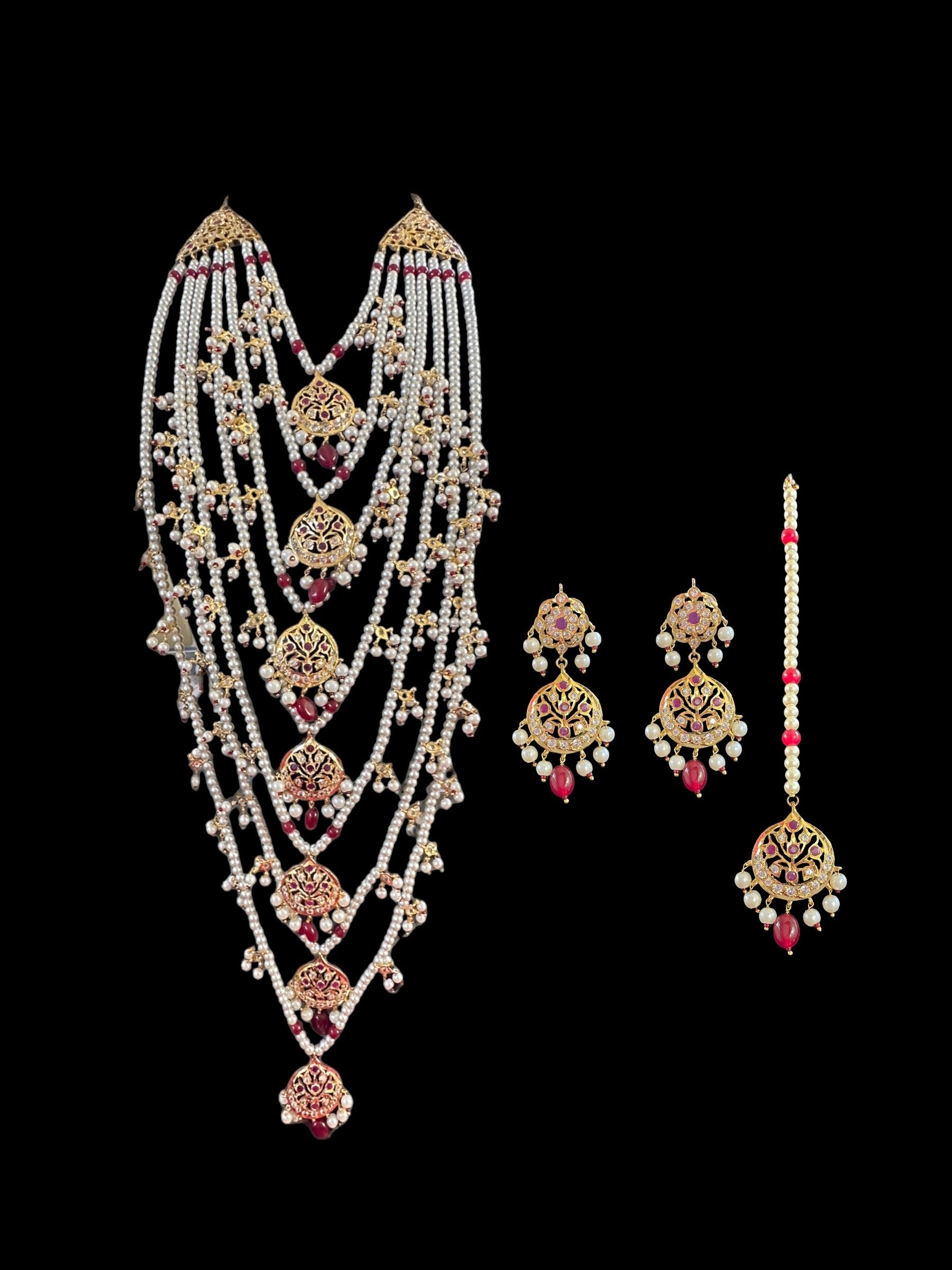 SAT87 Asmara Hyderabadi bridal satlada - ruby   ( READY TO SHIP)