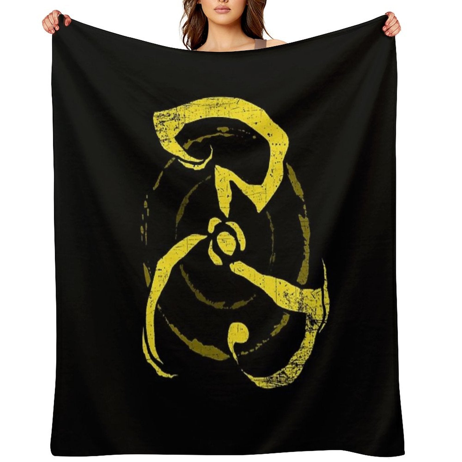 Yellow Sign - King in Yellow Throw Blanket