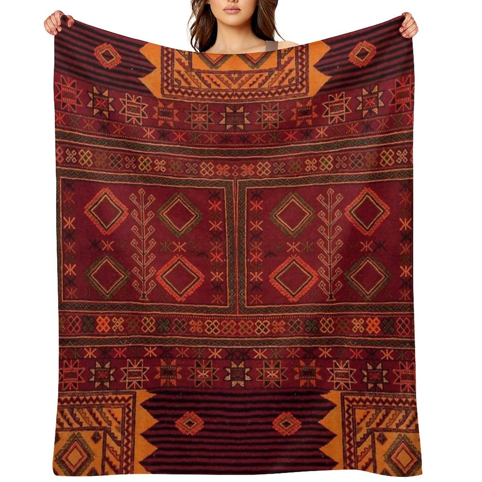Traditional Moroccan Artwork Design Throw Blanket