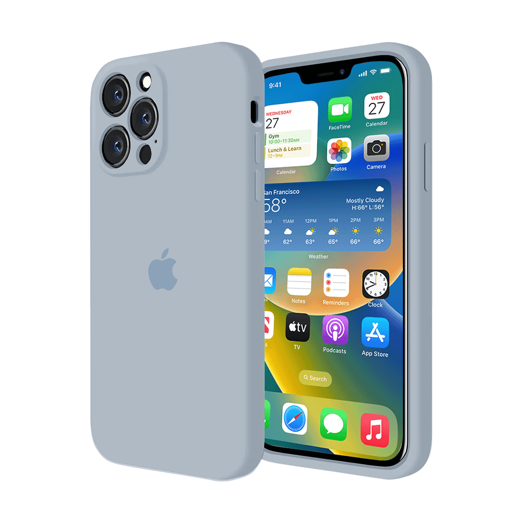iPhone Camera Protection Silicone Case (Grey Blue)