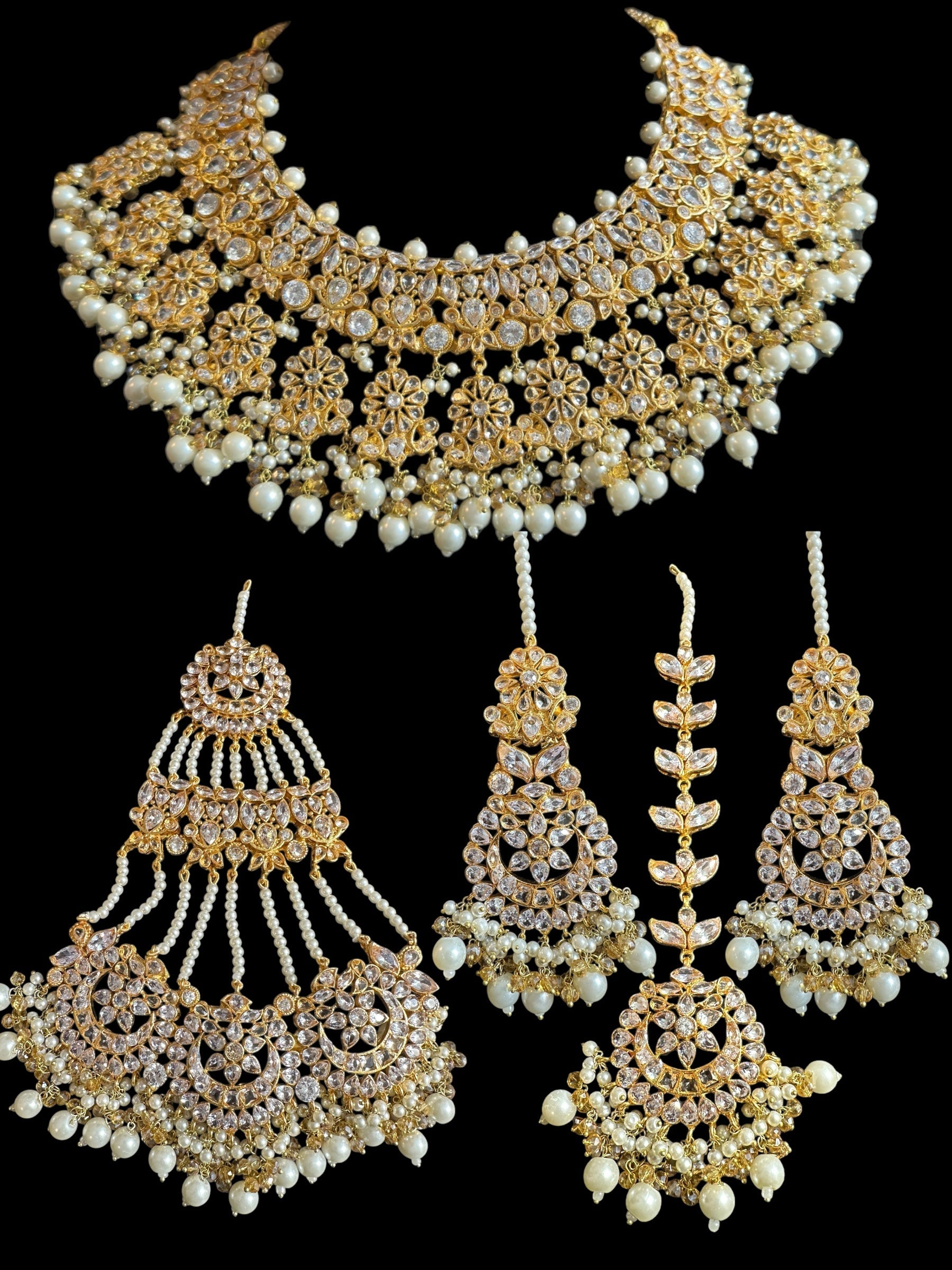 BR477 JIMENA bridal set in zircon and pearls ( SHIPS IN 4 WEEKS )