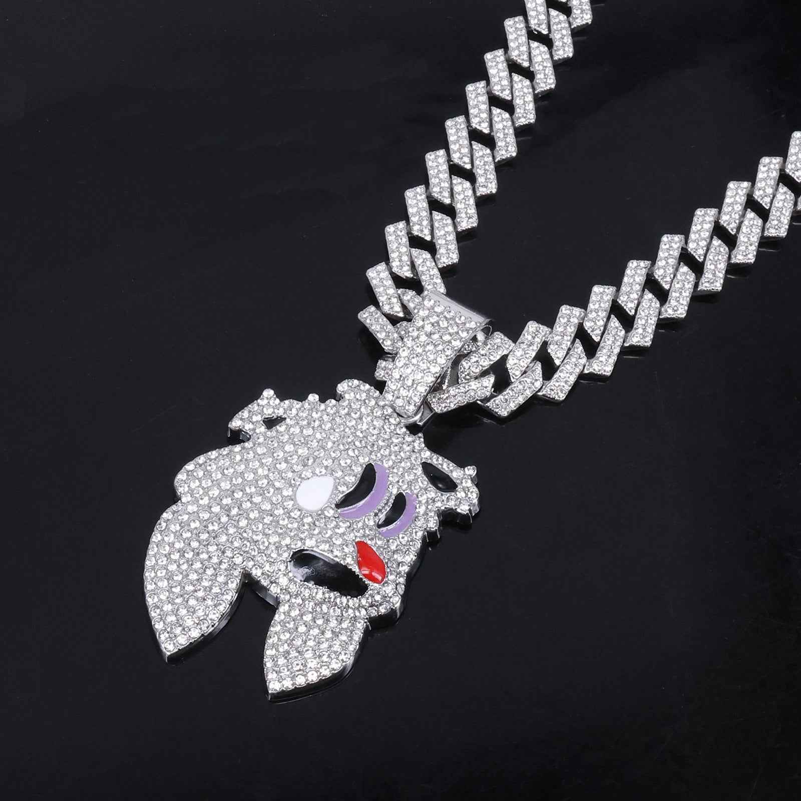 Jewelry Fashion Rabbit Head Pendant Necklace with High-Grade Cuban Chain for a Stylish Look
