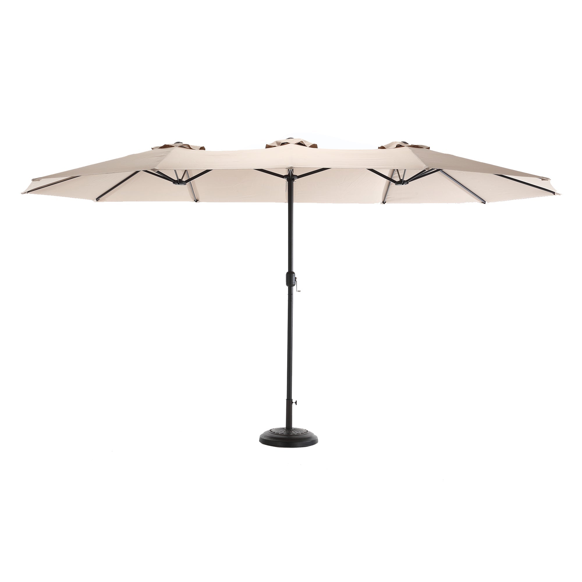 14.8 Ft Double Sided Outdoor Umbrella Rectangular Large with Crank ( khaki )(No Base)