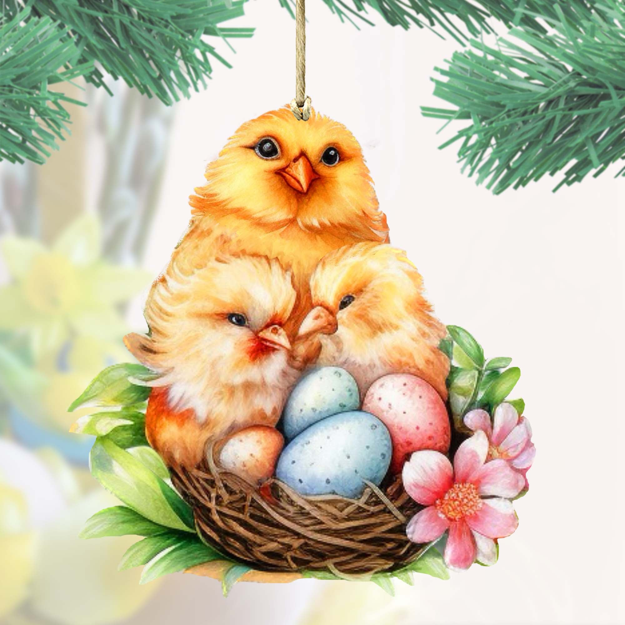 Spring Chicks Wooden Ornaments by G. DeBrekht Easter Spring Decor - 8652771