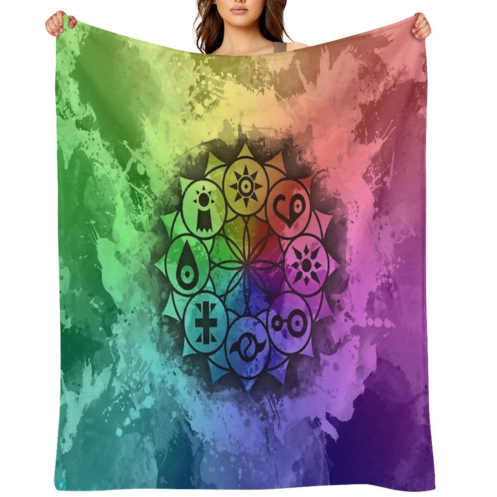 Digimon Mandala Paint Throw Blanket