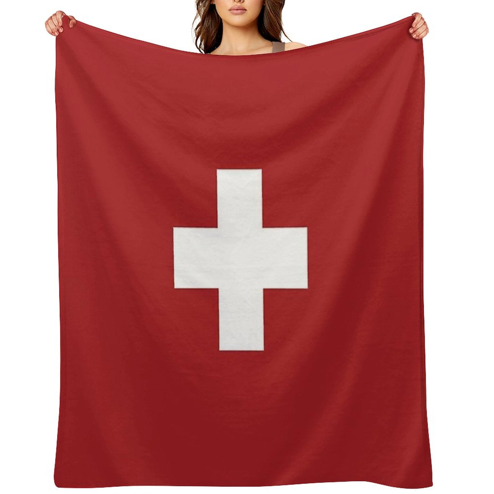 Swiss Cross Red Throw Blanket
