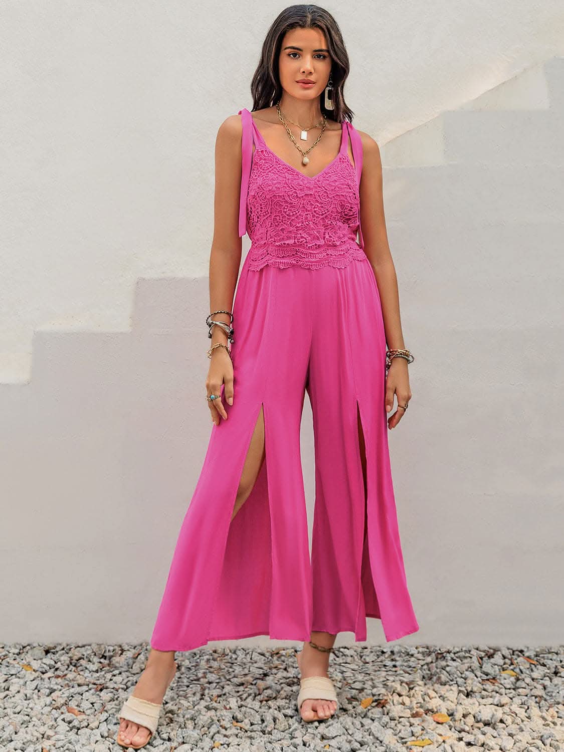 Elegant Lace V-neck Jumpsuit