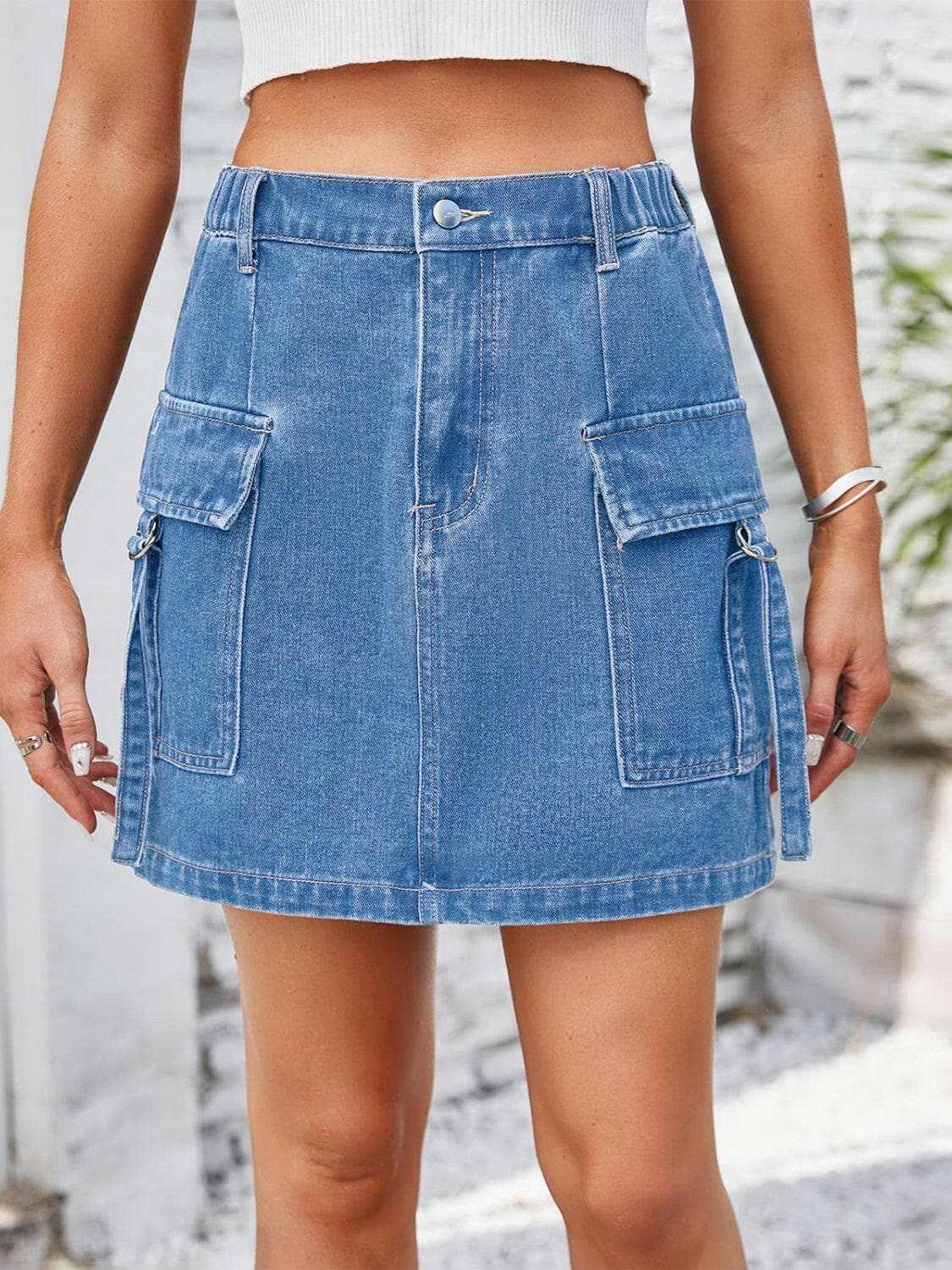 Premium Chic denim skirt with pockets