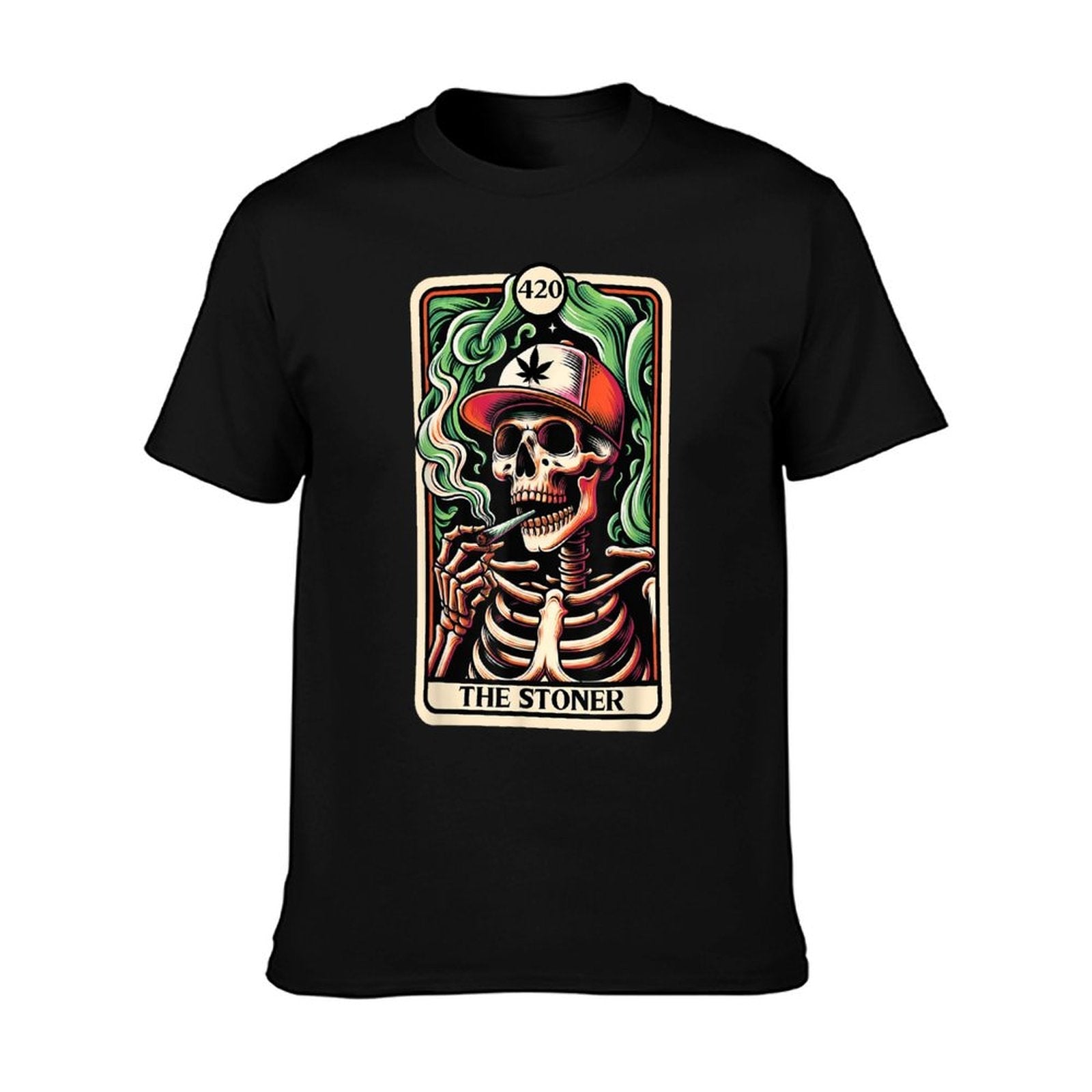 Tarot Card The Stoner Weed Lover Skeleton Cannabis 420 T-Shirt