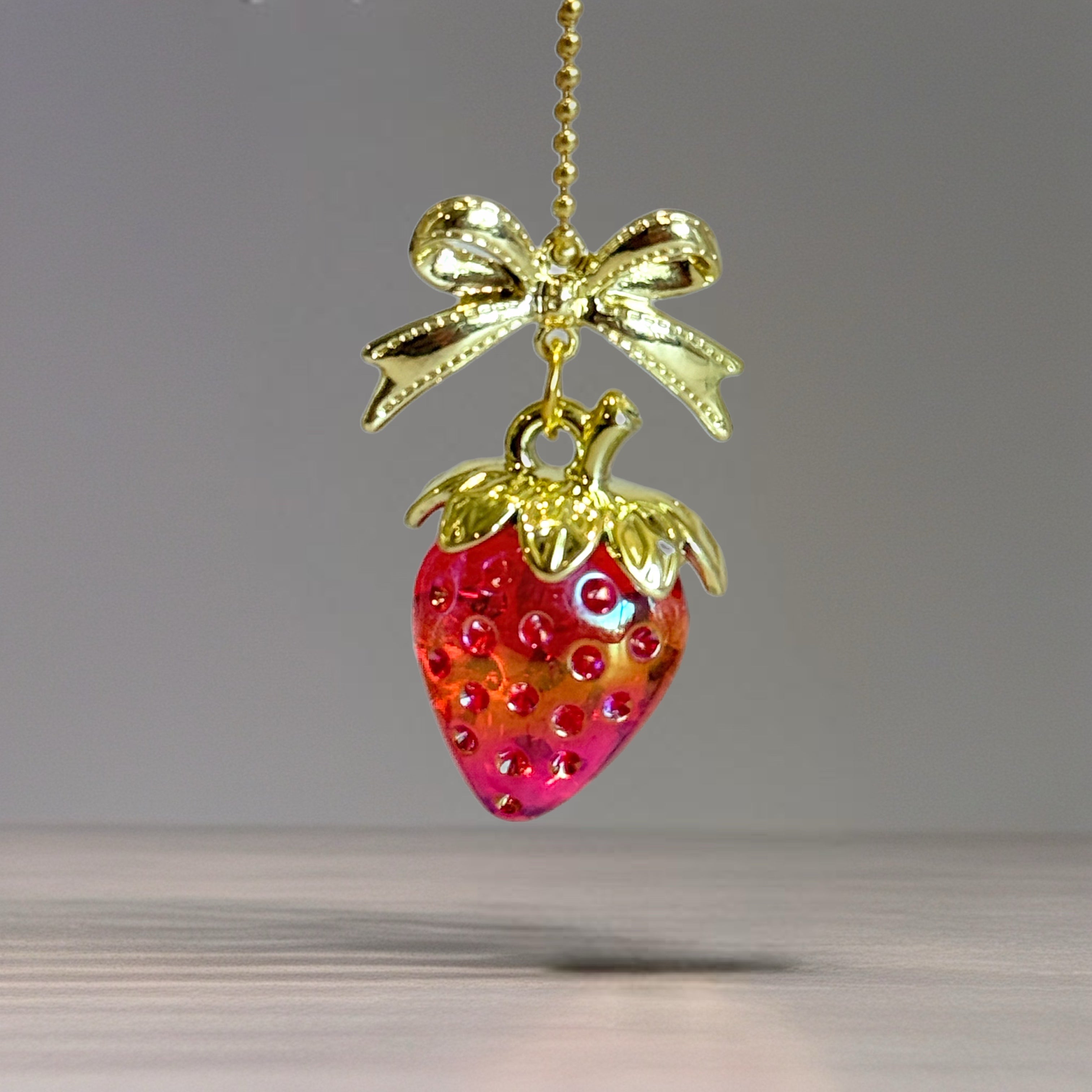Deluxe Coquette Strawberry Charm - Tumbler Handle Charm