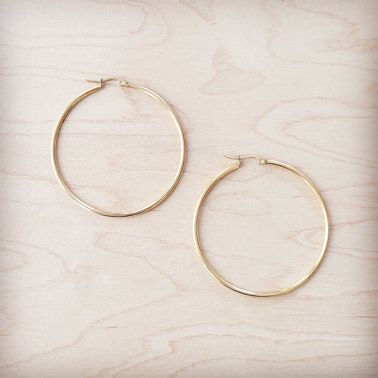 Large Stainless Steel Hoop Earrings 18K Gold Plating 219c